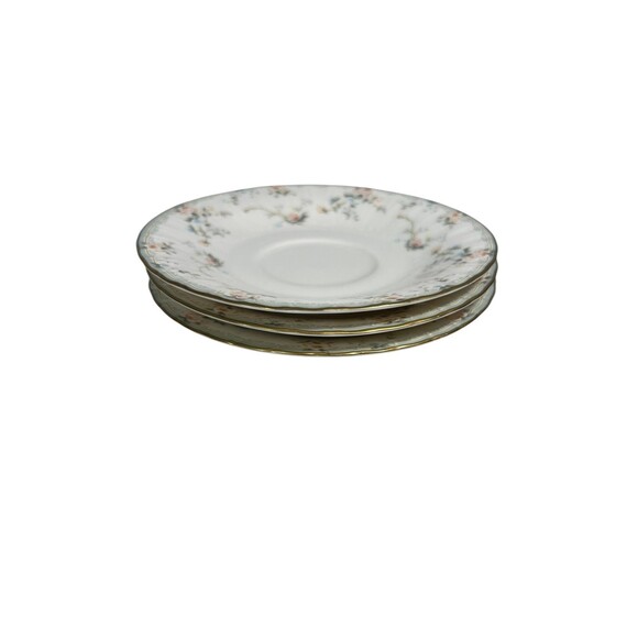 VTG Mikasa Saucer Roselle Pattern Fine Bone China Set of 3 MCM 6” - Picture 10 of 11